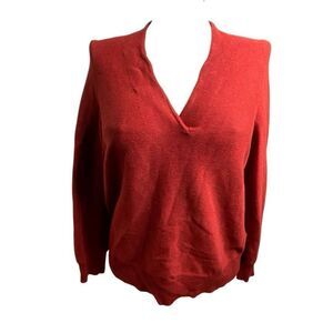 Poetry Womens V Neck Sweater 12 Chili Red Organic Cotton Lagom